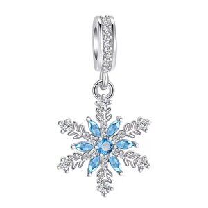 NEW ✨ 925 Silver Blue Snowflake Charm Pendant | Zircon Bracelet DIY Gift